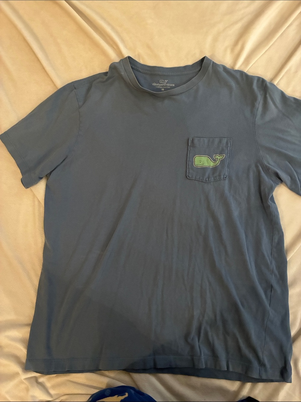 Vineyard Vines Short Sleeve Pocket Tee in Slate Blue with Green Whale